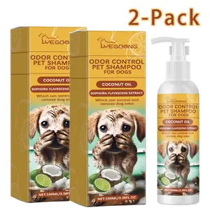 [2-Pack] Eliminate Stubborn Dog Body Odor! Natural Plant Based Dog Shampoo, Moisturizing Puppy Bath Shampoo Soothes Itchy Dry Skin, Make Fur Soft & Glossy
