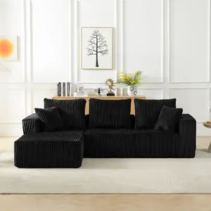 Modular Sectional Sofa, Modern Corduroy Cloud Couch with Deep Seat, Upholstered 4-Seater Sofa for Living Room, No Assembly Required