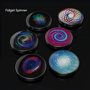 6-Pack Glow-In-The-Dark Galaxy Gyro Tops, Stainless Steel Stress Relief Night Light, Desktop Spinner Toy, Unisex, Tiktok Trend