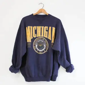 Vintage University of Michigan Sweatshirt/Tshirt: 90s Apparel Navy, cute game day tshirt, mascot tshirt, unisex cut tshirt, game day mascot TH, Shirt for Adult and Youth