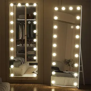 AQ-HLW2 -  Floor Mirror with Front Bulb Lighting, RGB Lighting, Adjustable Dimming