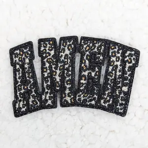 AMEN Leopard Embroidered Glitter HAT/POCKET Patch