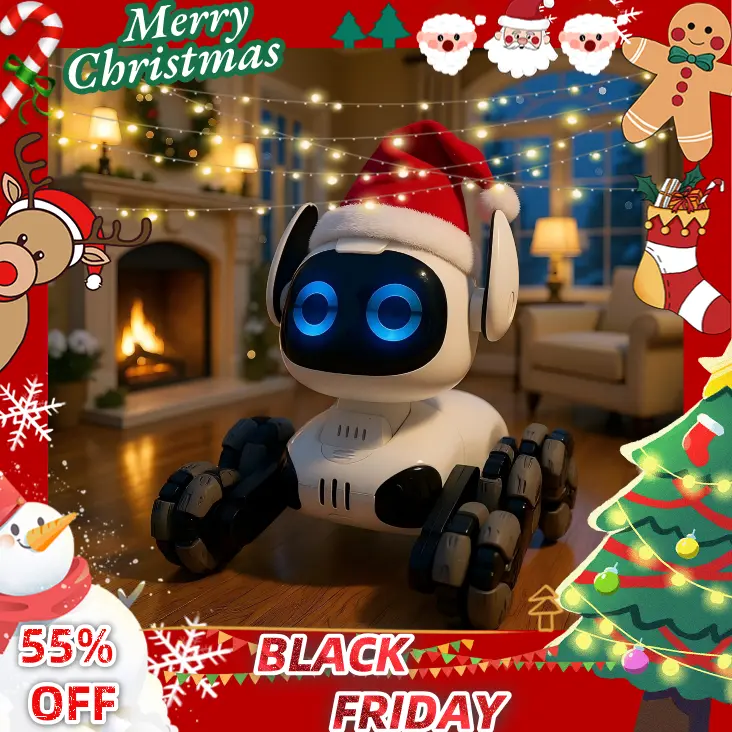 RC Santa Robot Dog Toy with Remote Control, 360° Spins, Interactive Touch Sensors, Stunt Functions, Electric Car Accessory - 8-12 Age Kids' Christmas Gift
