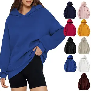 Women's super large hoodie, comfortable wool pullover, kangaroo pocket long sleeved Preppy sweatshirt, suitable for teenage girlsRAIMENTRY