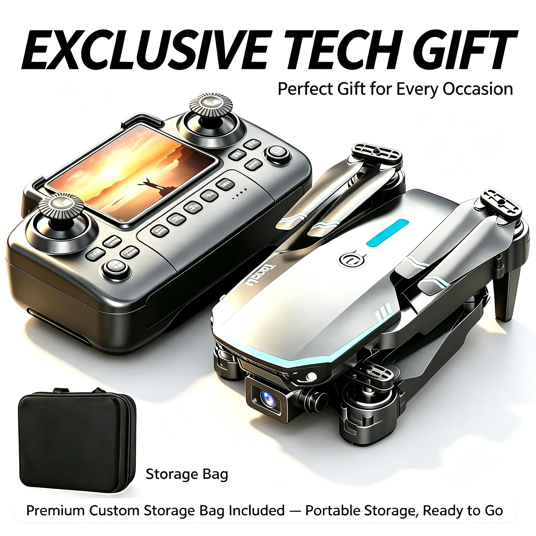 Tongli Kids RC Quadcopter Drone with HD Adjustable Camera, HDR Video, FPV Real-Time Transmission, Propeller Guards - Ideal for Beginner Practice, Teen Boy Gift, Cool Boy Gifts, Non-Camera Version