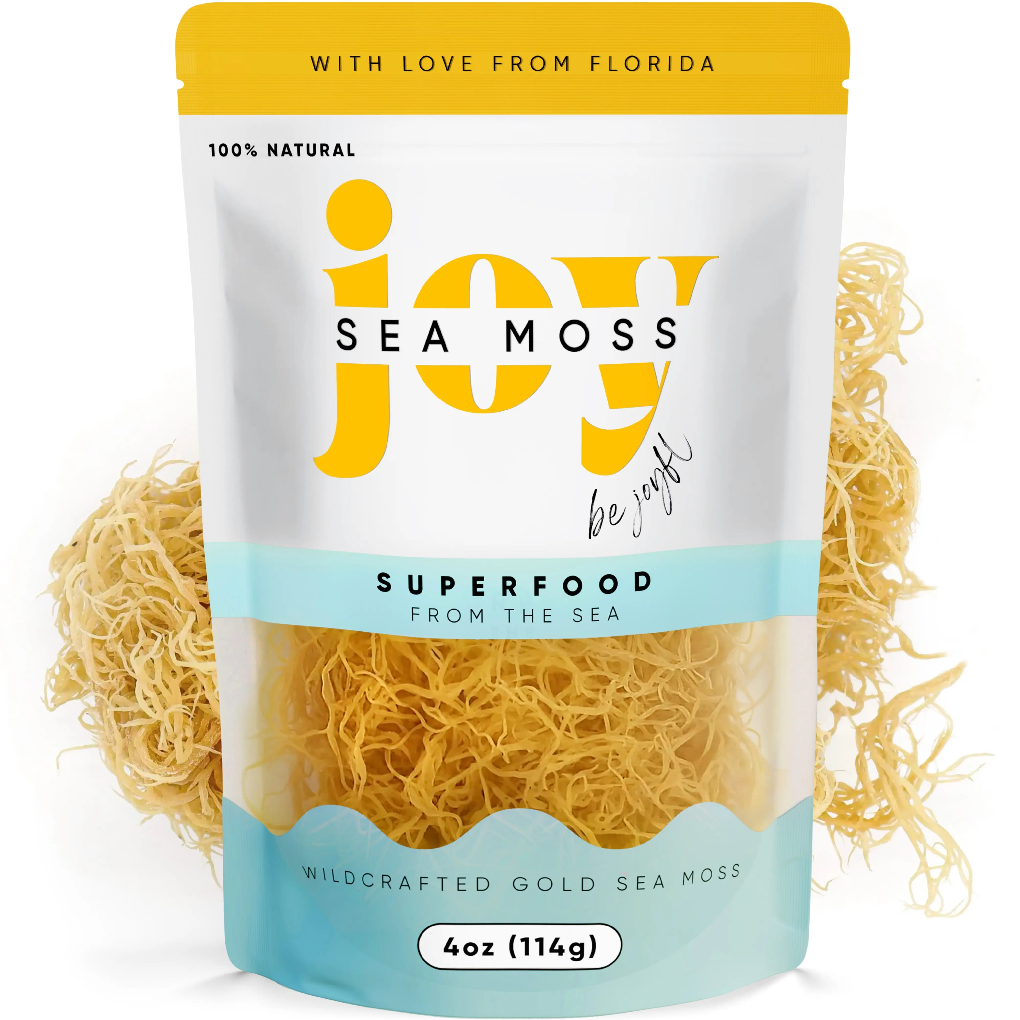 Joy Sea Moss - 100% Natural Raw Dried Seamoss from St. Lucia Makes 75 oz Gel No Additives 4oz Bag Pure Sun-Dried Superfood