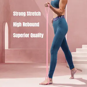 2 Pack Figure 8 Resistance Band for Women Yoga Exercise Bands Elastic Pull Rope for Shoulder Opening Back Stretching Posture Training Home Gym Workout Gear for Pilates Physical Therapy Flexibility Cherry Blossom Pink and Lilac Purple