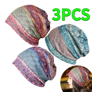 3PCS Women's Slouchy Beanie Chemo Hat Stretch Cancer Head Wraps Sleep Head Scarf for Cancer Patient Fit for daily casual wear,sleep wear - Home Improvement.
