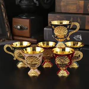 Chinese Peacock Carved High-Heeled Wine Glass, Wine Beer Wine Drinkware, Kitchen Bar Accessories, Festival Wedding Decorative Crafts