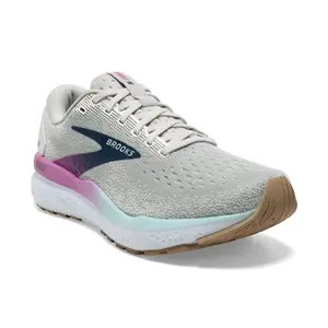 Brooks Ghost 16 Running Shoe in White/Gray/Blue | Women's