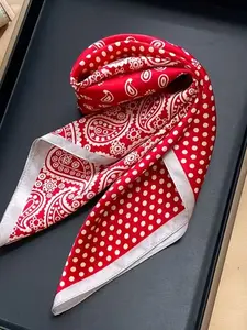 Women's Lightweight Boho Scarf, Border Nut Polka Dot Headscarf, Multifunctional Fashion Accessory, Hip Hop Rock Style, All Seasons