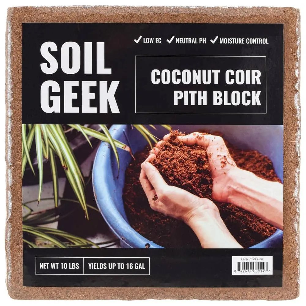 10 Lbs. Organic Coconut Coir Pith Block Soilless Grow Media Soil Amendment