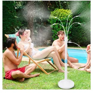 Misters for Outside Patio, Standing Misting Cooling System, Portable Outdoor Water Mist Hose Kit, Adjustable 45.7in Height & 5 Spray Nozzles for Backyard Garden Pool Tanning BBQ Cool Kids Pet Playing