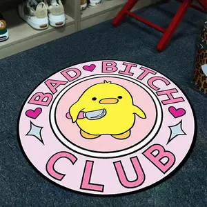 Round Duck Knife Carpet, Non-Slip Faux Wool Rug, Cute Bedroom Decor Mat, Bathroom Anti-Slip Pad, Cool Door Mat for Living Room Dining Area, Decorative Rug