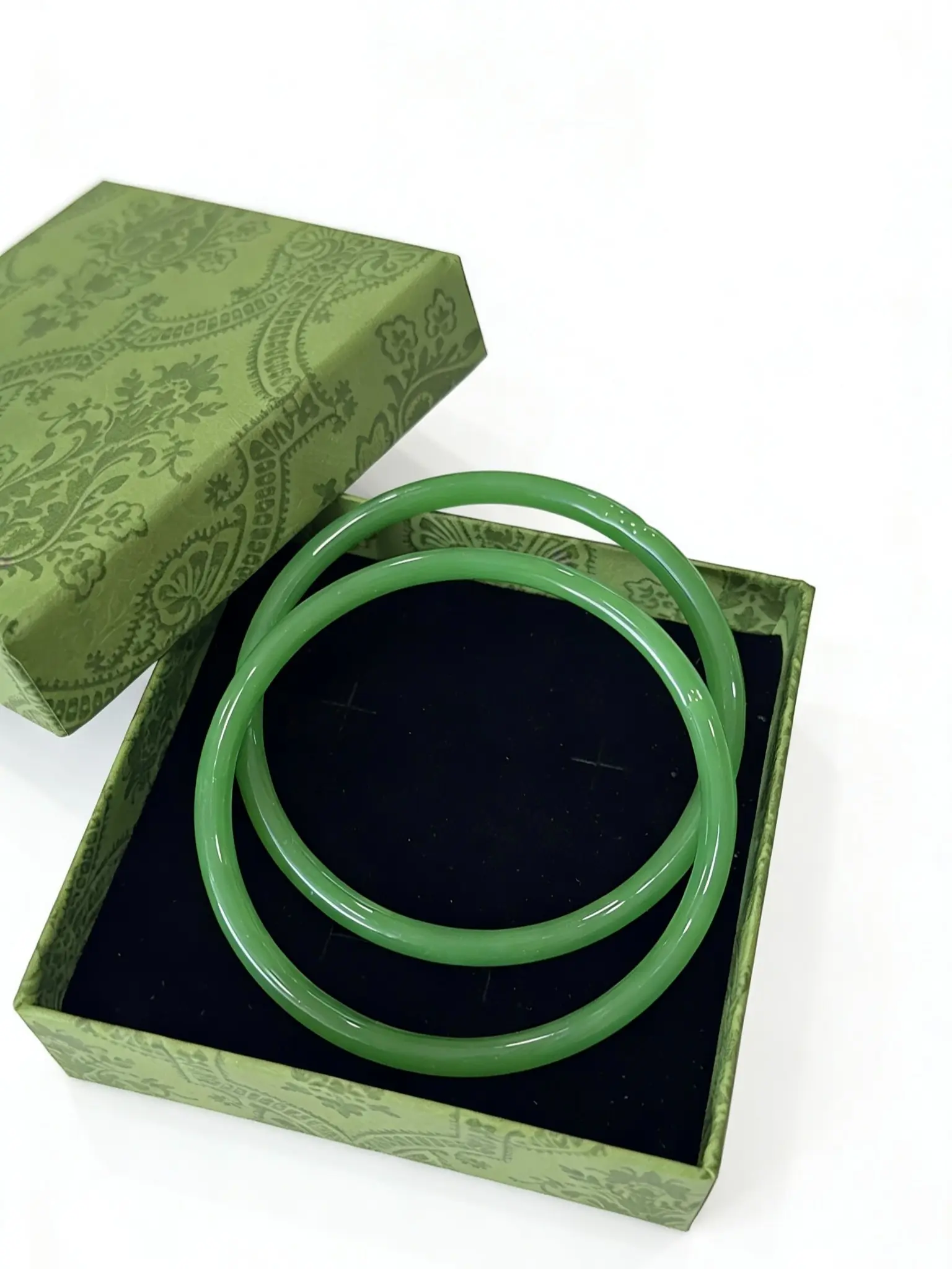 2026 Chinese Style dingdang Jade Bangle Set, Exquisite Bracelet, High Quality Bracelet, 2-Piece Jewelry with Gift Box, Ideal for Blessing & Memory Keepsake, 62mm Size