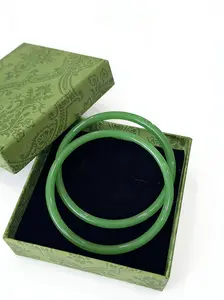 2026 Chinese Style dingdang Jade Bangle Set, 2-Piece Jewelry with Gift Box, Ideal for Blessing & Memory Keepsake, 62mm Size