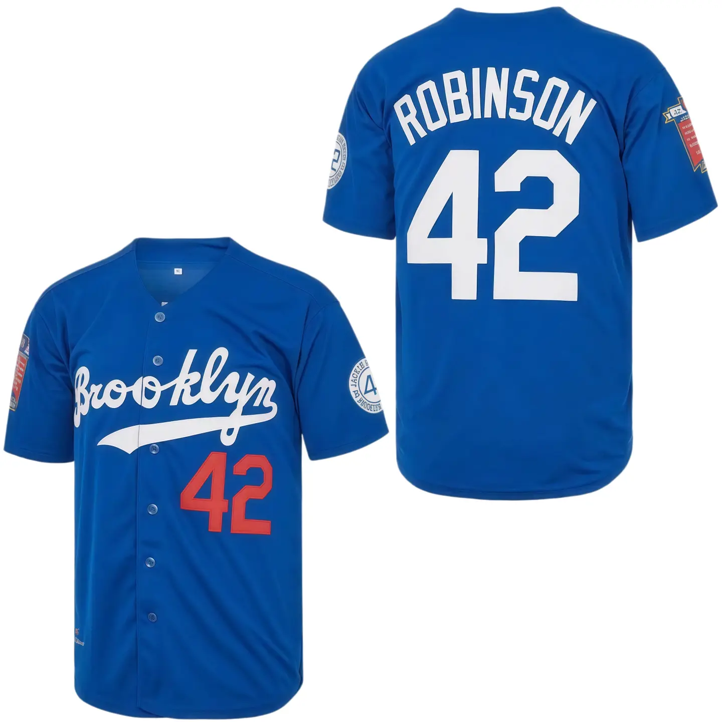 Men's Brooklyn 42 Robinson Baseball Jersey – Legend Vintage with Embroidered Patches, HipHop, Blue, Perfect Gift for Any Occasion