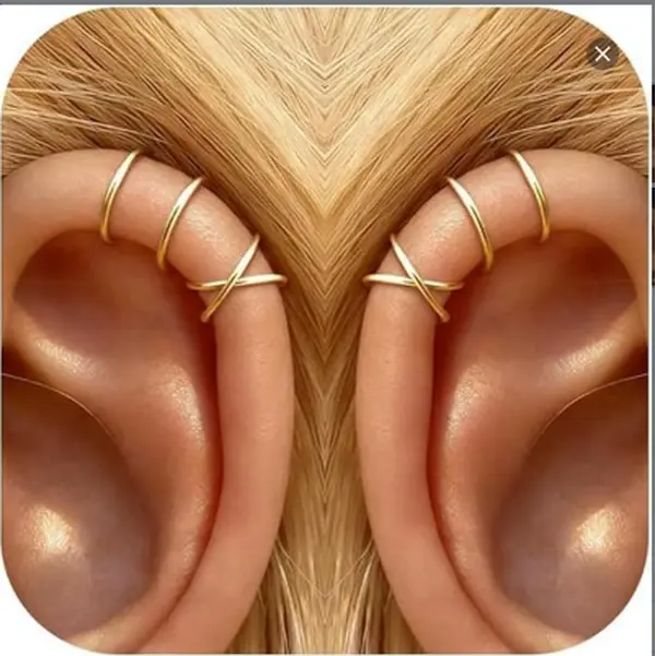 Women's 14K Gold Plated Clip On Ear Cuffs - Clip On Earrings, Elegant Non-Piercing, Adjustable, Antitarnish Fake Gold, Stackable Costume Jewelry Set for Daily Wear, Wedding, Anniversary, Birthday
