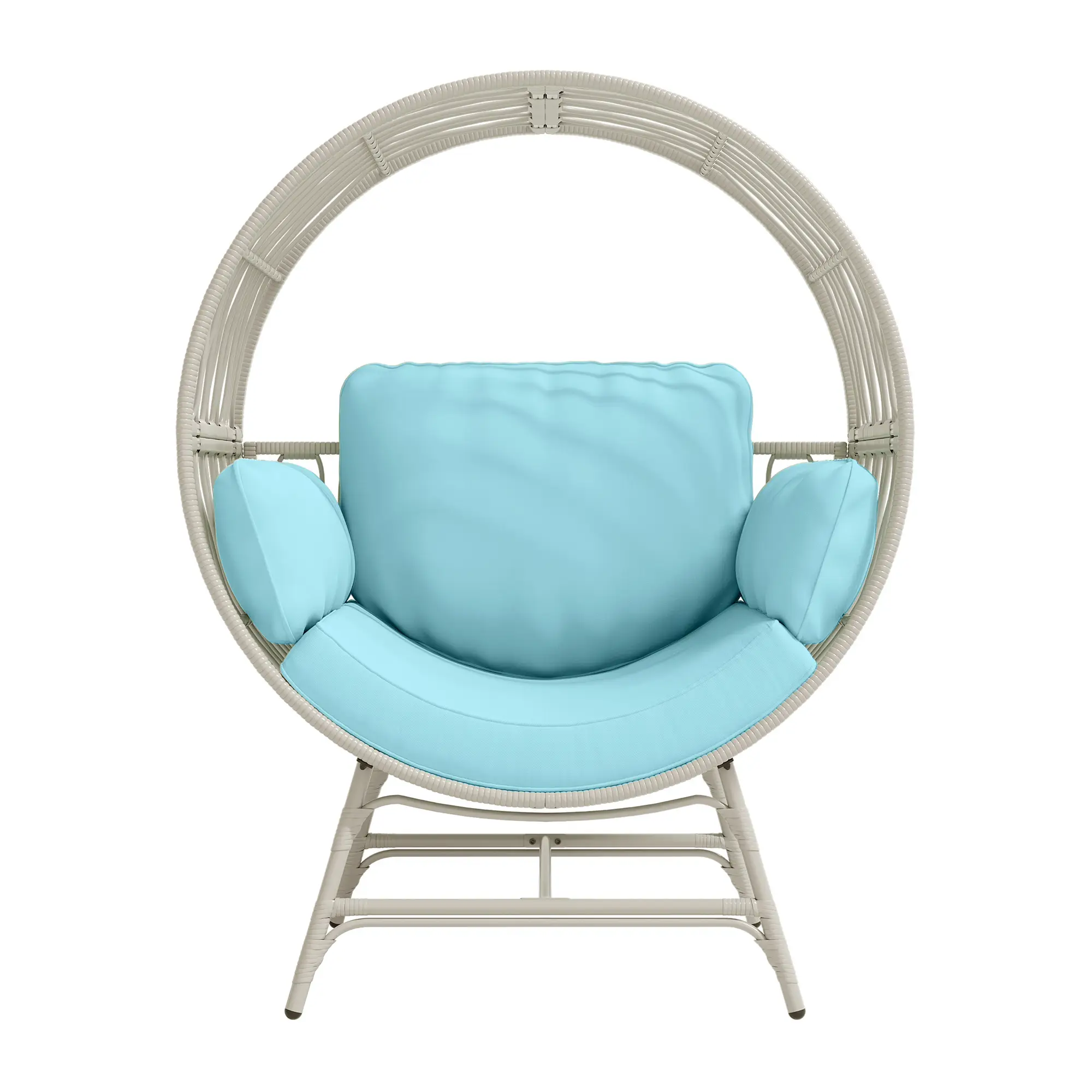 【FallFreshness】RIWENGO Rattan Wicker Egg Chair, Egg Basket Lounge Chair with 4 Cushions, Oversized Indoor and Outdoor Lounger Chair for Patio & Living