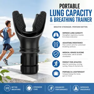Portable Lung Capacity & Ab Trainer - Adjustable Resistance Breathing Exerciser for Core Strength, Swimming, Martial Arts | Medical-Grade Silicone, Compact Design with Flow Control Valve
