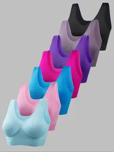 Women's Solid Sports Bra, Fitted Tank, Breathable Comfortable Backless Bra for Daily Wear, Women's Lingerie for All Seasons