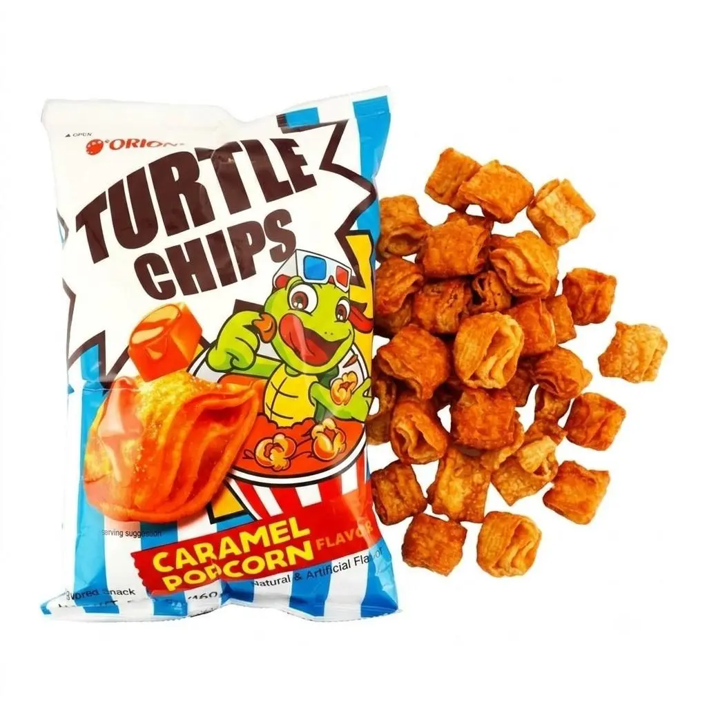 Turtle Chips Korea Caramel Popcorn 5.64 oz 6 Huge Bags