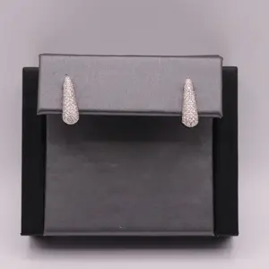 Sterling Silver Earrings - CZ Triangle Huggies