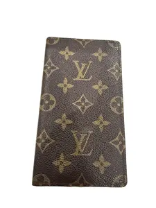 Pre-owned Canvas Small Leather Goods Authentic Louis Vuitton Monogram Agenda Poche Brown Notebook, Planner cover
