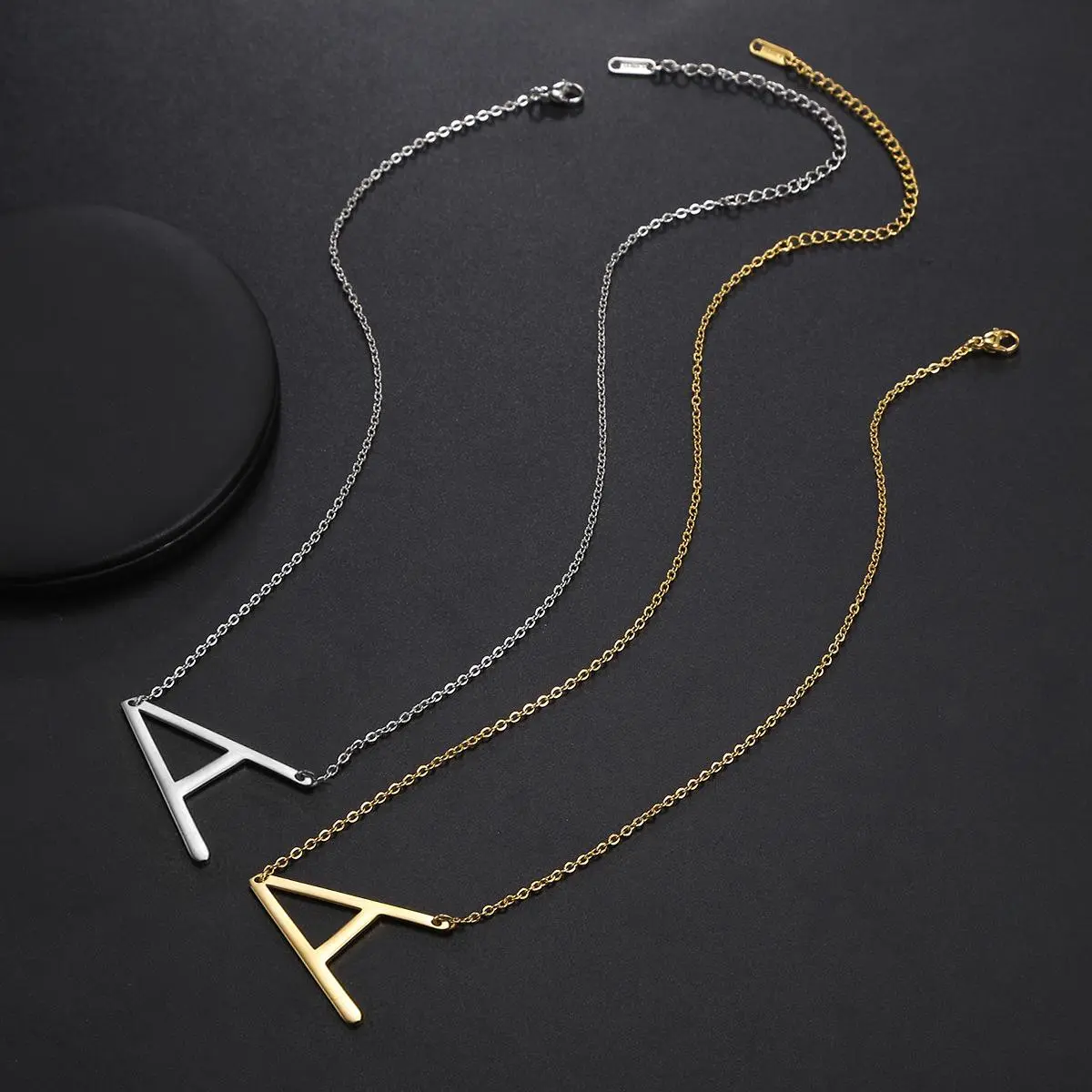 Minimalist 26-Letter Initial Necklace - Stainless Steel Minimalist Chain, Custom Pendant, Fashionable Jewelry Accessory for Daily Wear, Casual Style Necklaces, Custom Initial Necklaces