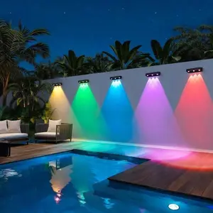 4pcs Solar Outdoor Lights, Outdoor IP44, Solar-Powered Fence Lights, 9 RGB Color , Outdoor Solar Fence Lights, Suitable for Backyards, Courtyards, Walls, Patios, Gardens, Summer Decoration,Festival Decoration