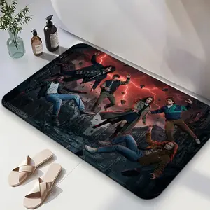 1PC,2D Stranger Things Themed Diatomaceous Earth Bath Mat Quick Drying Absorbent Non Slip Bathroom Floor Mat for Home Decor Living Room Kitchen Entryway Waterproof Anti Mold Soft Comfortable Durable 4