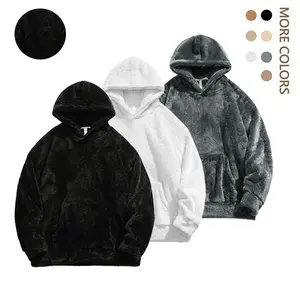 Men's fleece hoodie, soft and skin-friendly, with a hood + kangaroo pocket design that is casual and practical. The loose fit suits various body types, making it perfect for autumn and winter wear, both as an outer layer and an inner garment.