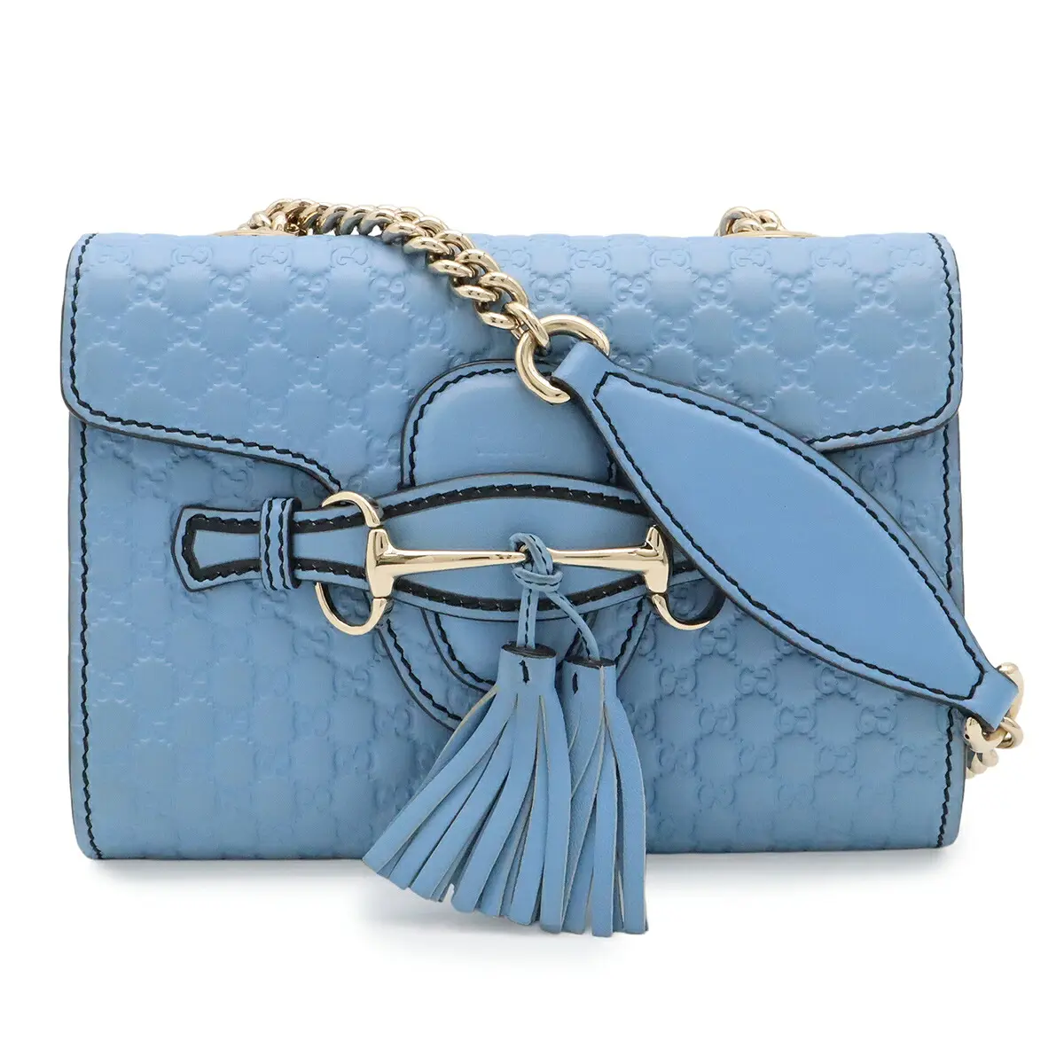 Pre-owned GUCCI Calfskin Shoulder Bags Micro Guccissima Leather Chain Shoulder Bag