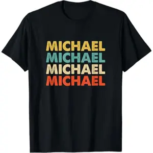 Men's Michael Name Print T-Shirt, Casual Oversized Round Neck Top, Durable and Breathable Short Sleeve Menswear