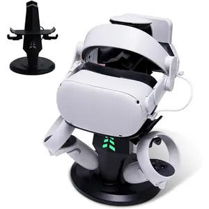 Charging Station for Quest 2, VR Headset Charging Dock for Quest 2 Accessories Stand Holder Supports Charging Headset with Type C Cable, VR Controllers Holder Stand