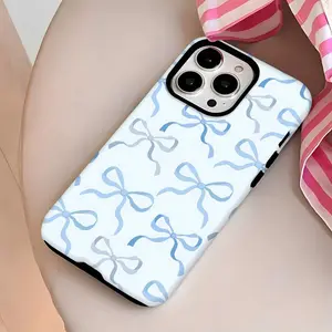 Blue Bow Mobile Phone Case, Decorated With Ribbon And Pastel Design, For IPhone 16 Pro Models, Made Of TPU Material, And Provides Shockproof Protection. Perfect For Family,  Birthdays, Holidays, Boyfriends, Girlfriends,  Compatible with Samsung Galaxy S25