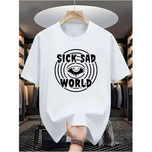 Men's Dark Eye for an Eye Casual T-Shirt - Streetwear Hip-Hop Style with Random Edgy Eye-Catching Prints, Short Sleeve Round Neck Summer Top, Machine Washable Polyester Urban Fashion Wear Suitable for Parties & Everyday Outfits