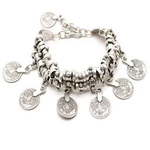 Elegant Gold Silver Coin Bracelet Anklet Geometric Alloy Electroplated 15cm Chain 9cm Adjustable for Comfortable Fit