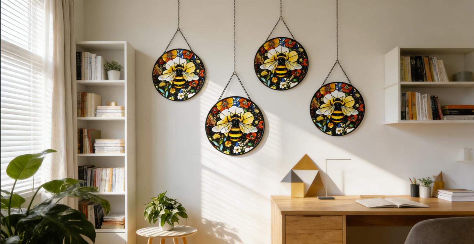 stained glass Hanging Stained Glass for Windows, 20cm/7.87inch Hand-Painted Sun Catcher Garden Hangings Mother's Day Christmas, Valentine's Day Ornaments Festival Gift