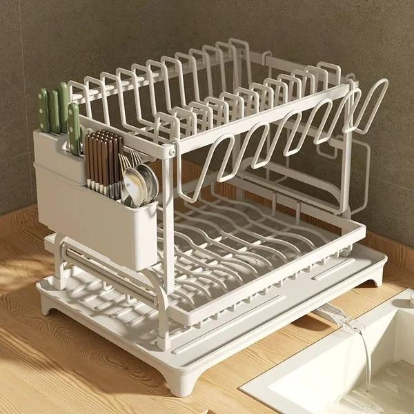 Kitchen dish drying rack organizer, large capacity, with drainage board  dish drying racks