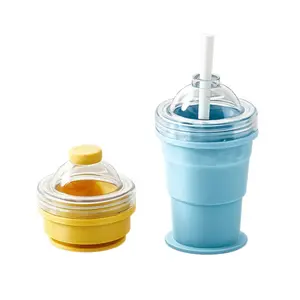 New Portable Foldable Ice Ball Drink Cup with Straw, Ice Cube Ball, Reusable Silicone Food Grade Ice Maker Cup, Convenient and Durable Design for Everyday Use