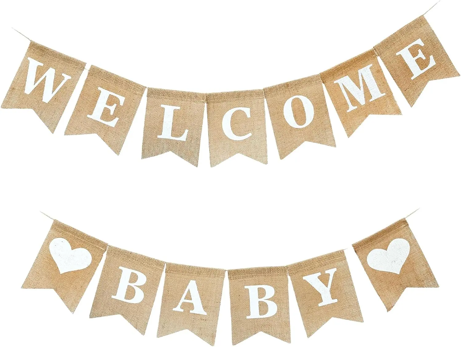 Welcome Baby Sign - Pre-Strung Burlap Welcome Baby Banner - Elegant Baby Announcement Sign for Boy and Girl