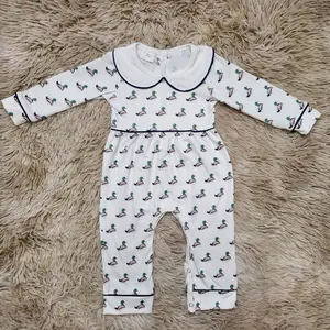 Long sleeves duck printed romper hunting baby kids clothes