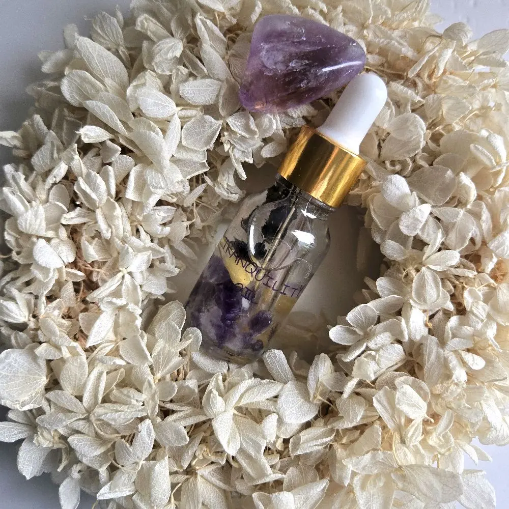 Tranquility oil infused with amethyst crystal,Relaxation oil,Aromatherapy for stress relief