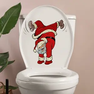 1 funny Santa toilet sticker - self-adhesive waterproof Christmas decoration, easy to stick and remove, holiday bathroom decoration (1 piece) - perfect Christmas gift idea! Christmas bathroom accessories Bathroom Decor Supplies