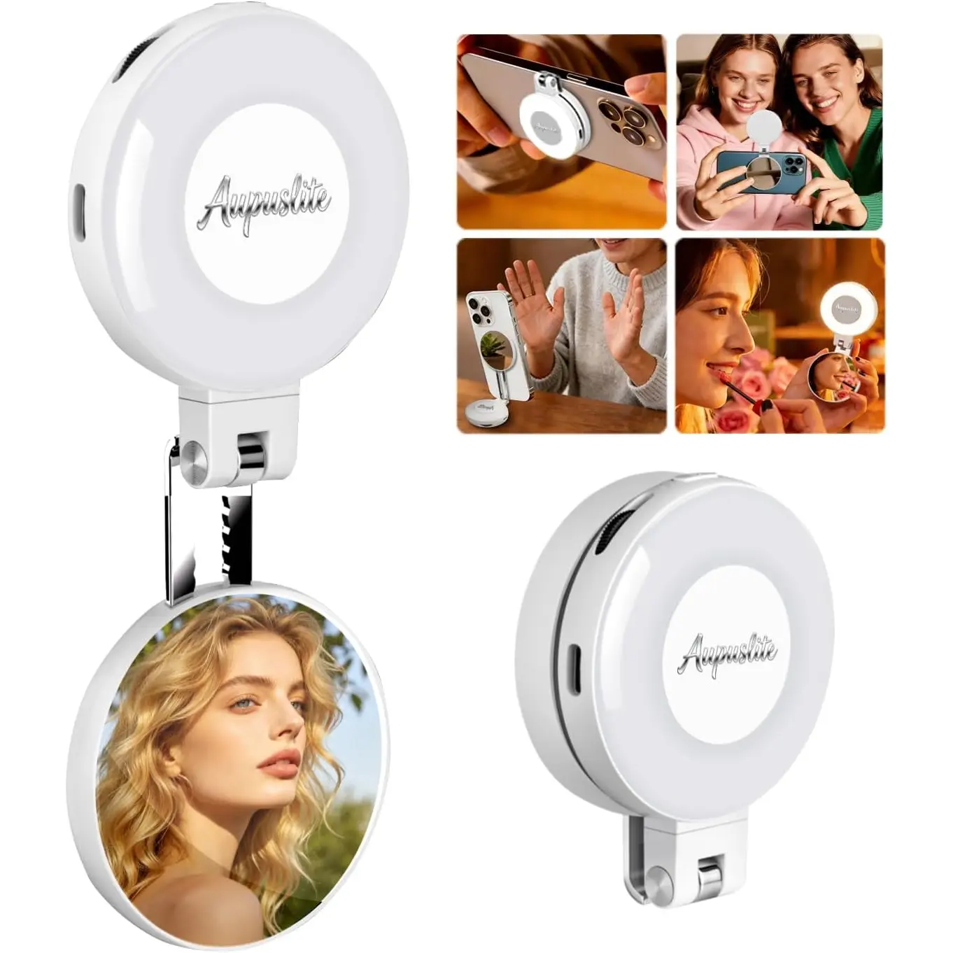 Selfie Light for iPhone with Makeup Mirror–360 °   Rotation |   CRI 97+, 2700K-9500K 300 Lumens Ring Light for Phone, iPhone Photography Video TikTok Zoom Makeup