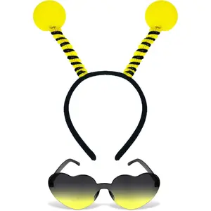 Bee Headband Butterfly Antenna Headband Glasses Set for Adult Bee Costumes Accessories