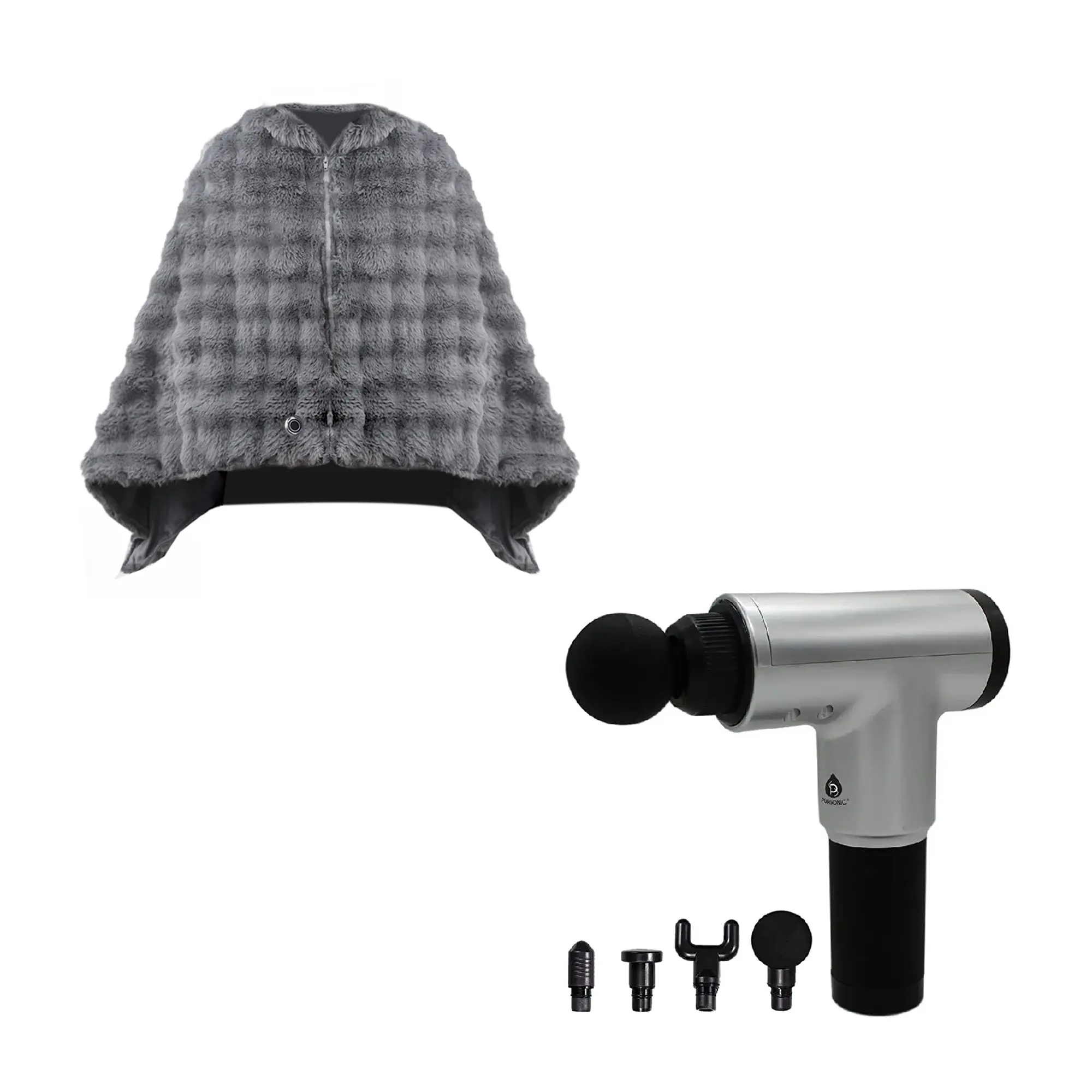 Pursonic Heated Poncho & 6-Speed Deep Tissue Massager