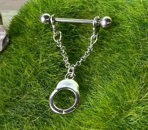 PAIR of Nipple Rings Handcuffs Dangle Hand Cuff Barbell Shields Piercing Jewelry