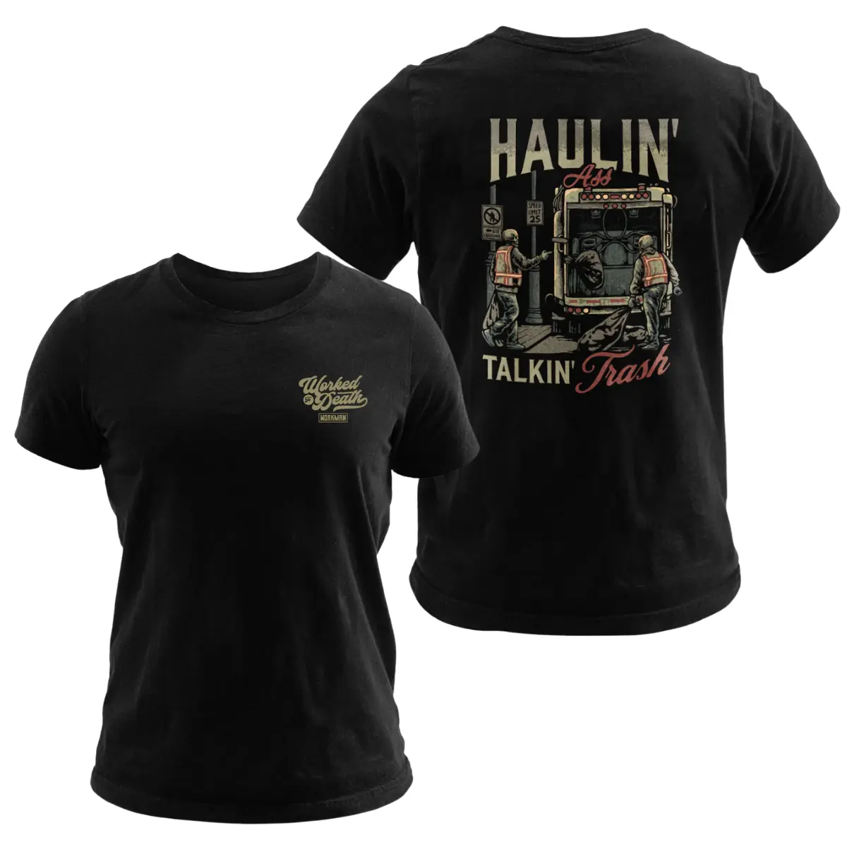 Men's "Haulin Ass Talkin Trash" Graphic Tee, Casual Soft Cotton Blend Tshirt, Funny Sanitation Worker & Blue Collar Humor Gift, Apparel, Streetwear